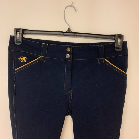 Piper By SmartPak WomensRiding Pants Size 34R Navy/Amber Equestrian Sport - Picture 2 of 14